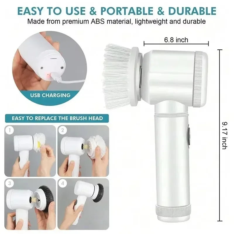 New Cordless Spin electric Scrubber Rechargeable 5 in 1